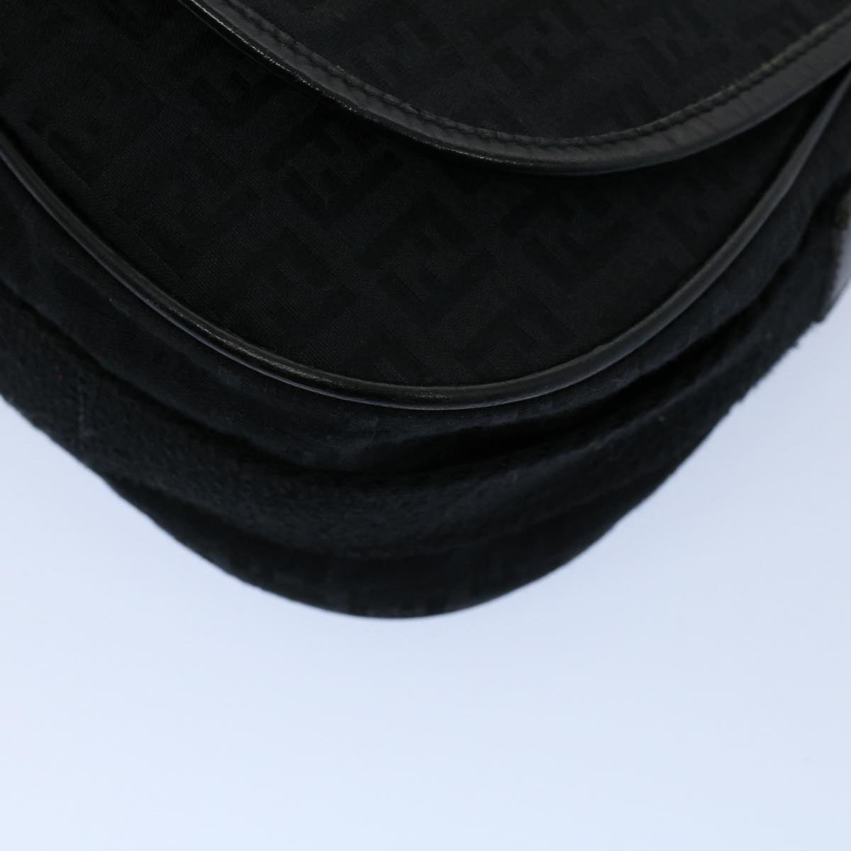 FENDI Zucchino Canvas Shoulder Bag Blackyk8645
