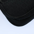 FENDI Zucchino Canvas Shoulder Bag Blackyk8645