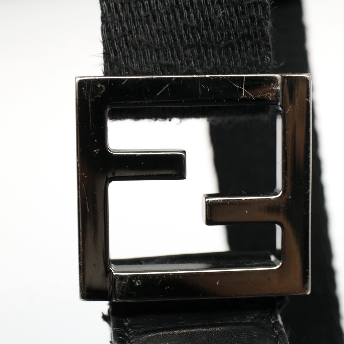 FENDI Zucchino Canvas Shoulder Bag Blackyk8645