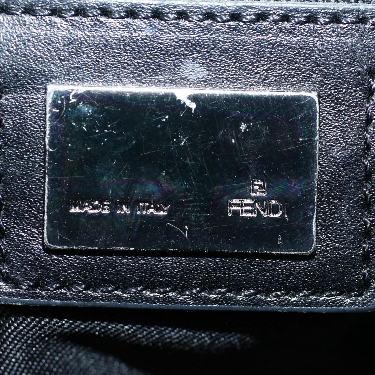 FENDI Zucchino Canvas Shoulder Bag Blackyk8645