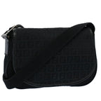 FENDI Zucchino Canvas Shoulder Bag Blackyk8645