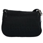 FENDI Zucchino Canvas Shoulder Bag Blackyk8645