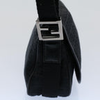 FENDI Zucchino Canvas Shoulder Bag Blackyk8645