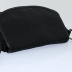 FENDI Zucchino Canvas Shoulder Bag Blackyk8645