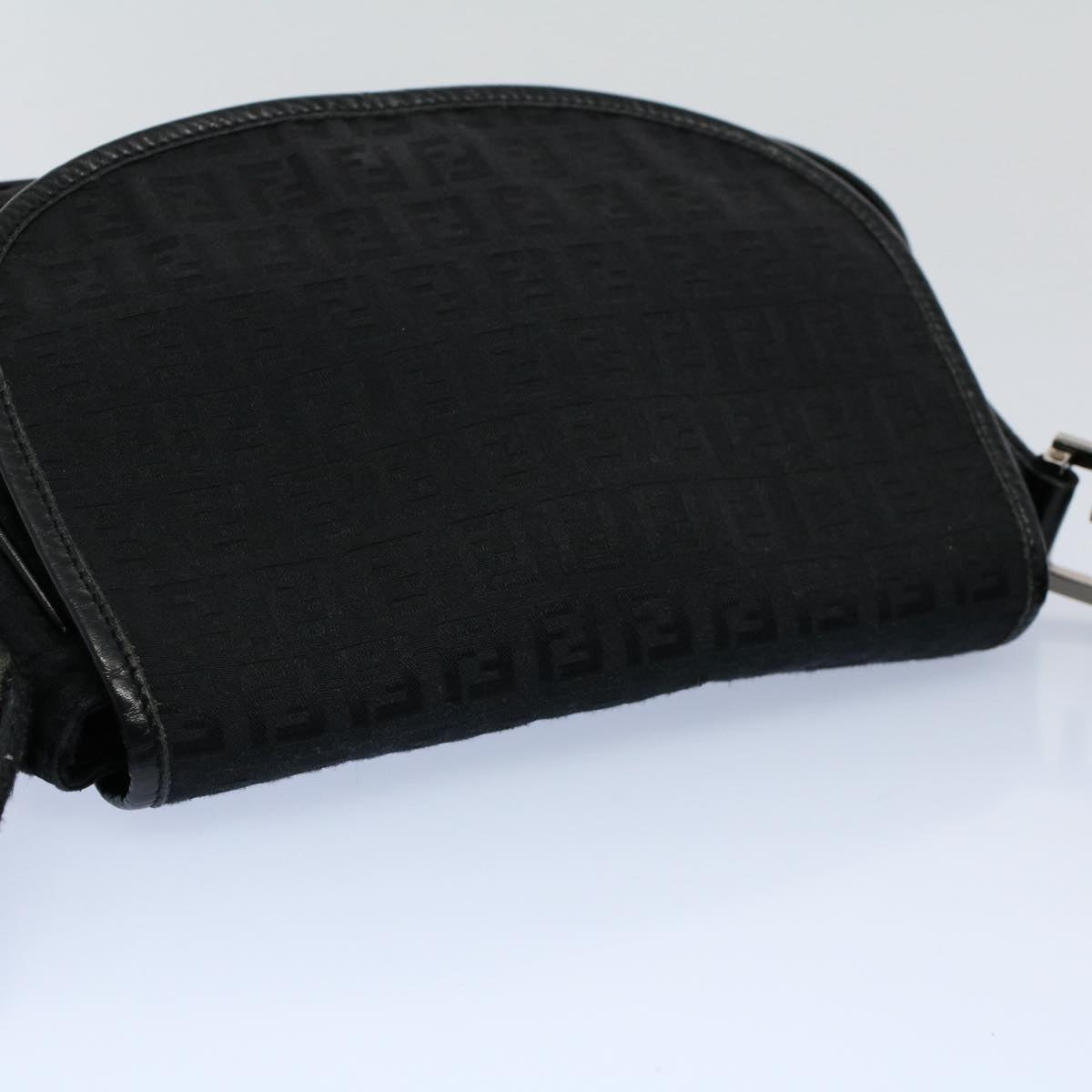 FENDI Zucchino Canvas Shoulder Bag Blackyk8645