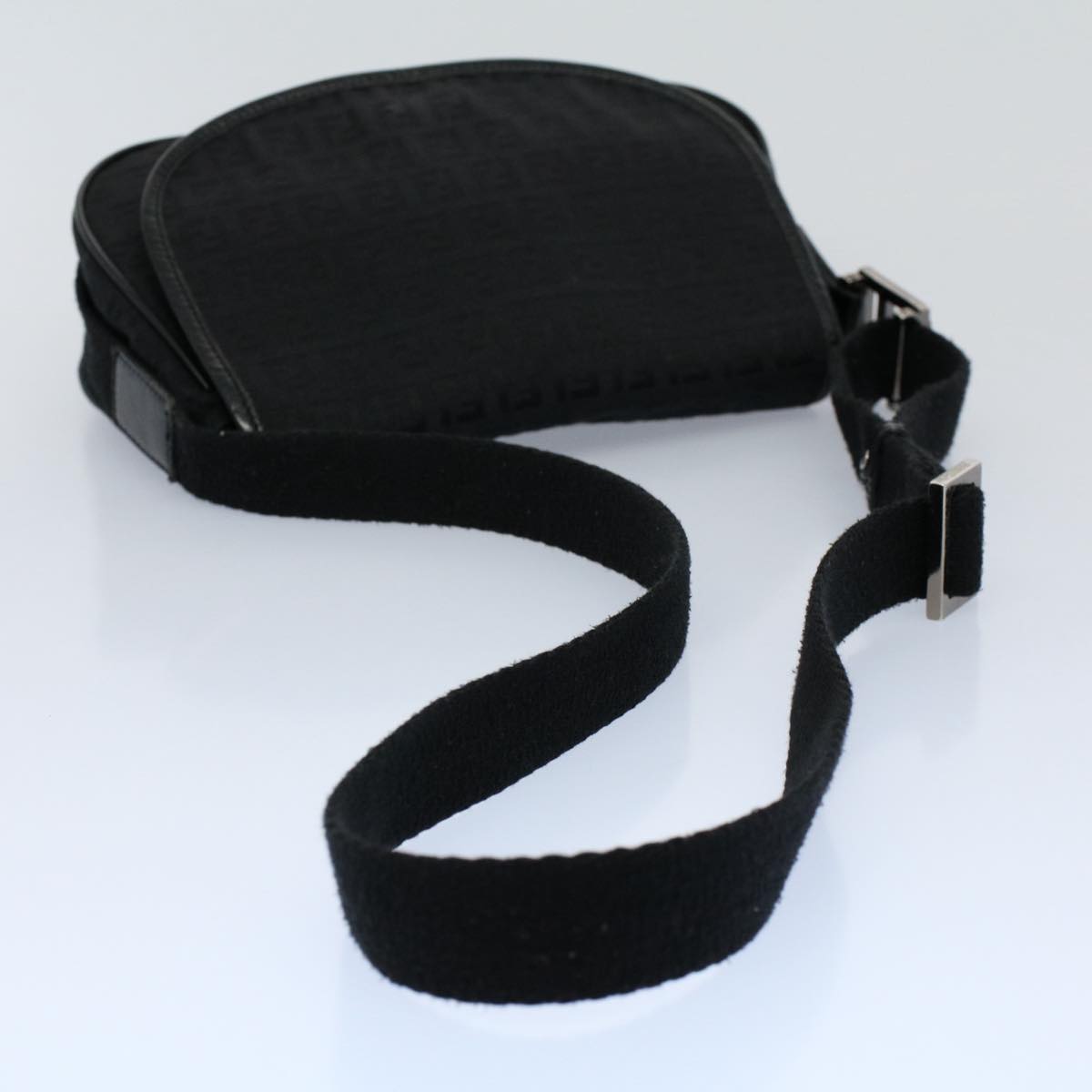 FENDI Zucchino Canvas Shoulder Bag Blackyk8645