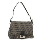 FENDI Zucchino Canvas Mamma Baguette Shoulder Bag Navyyk8650