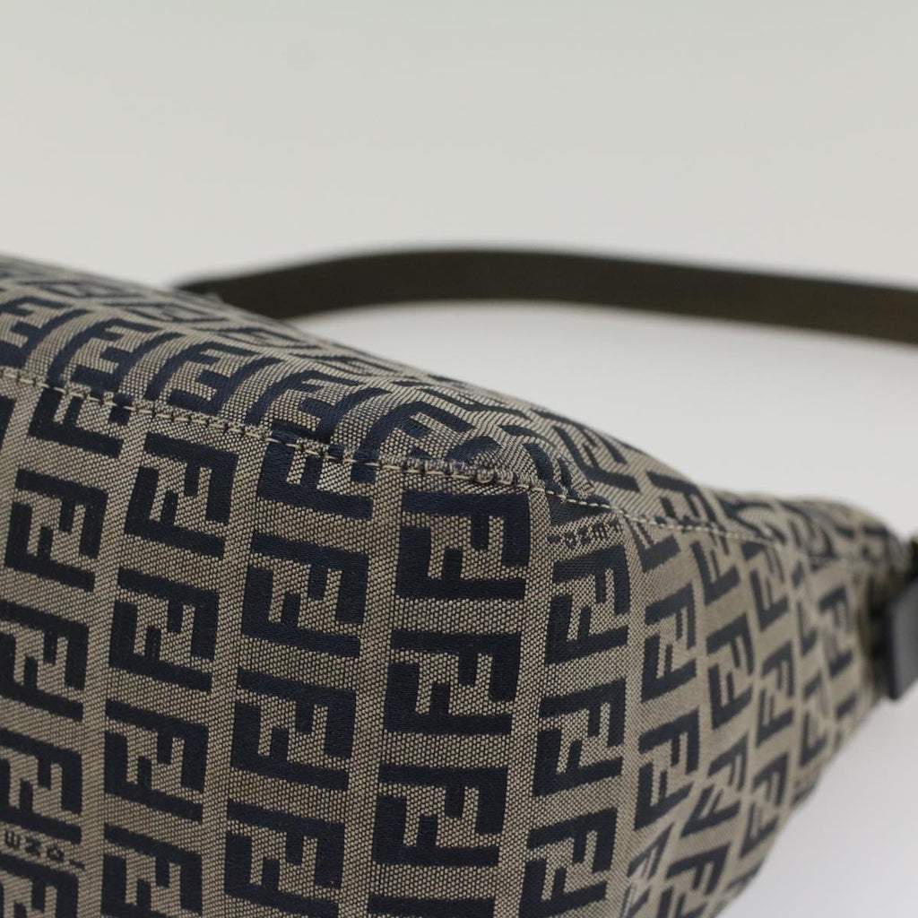 FENDI Zucchino Canvas Mamma Baguette Shoulder Bag Navyyk8650