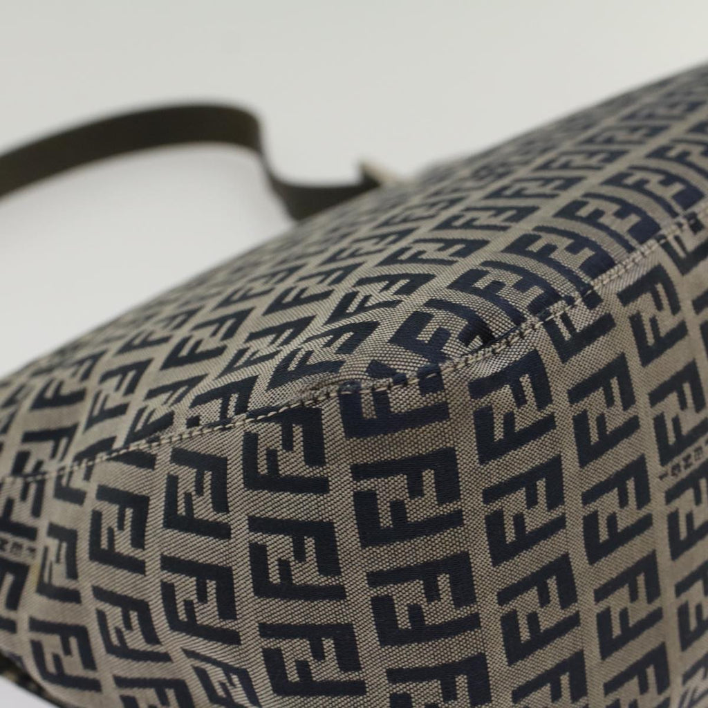 FENDI Zucchino Canvas Mamma Baguette Shoulder Bag Navyyk8650