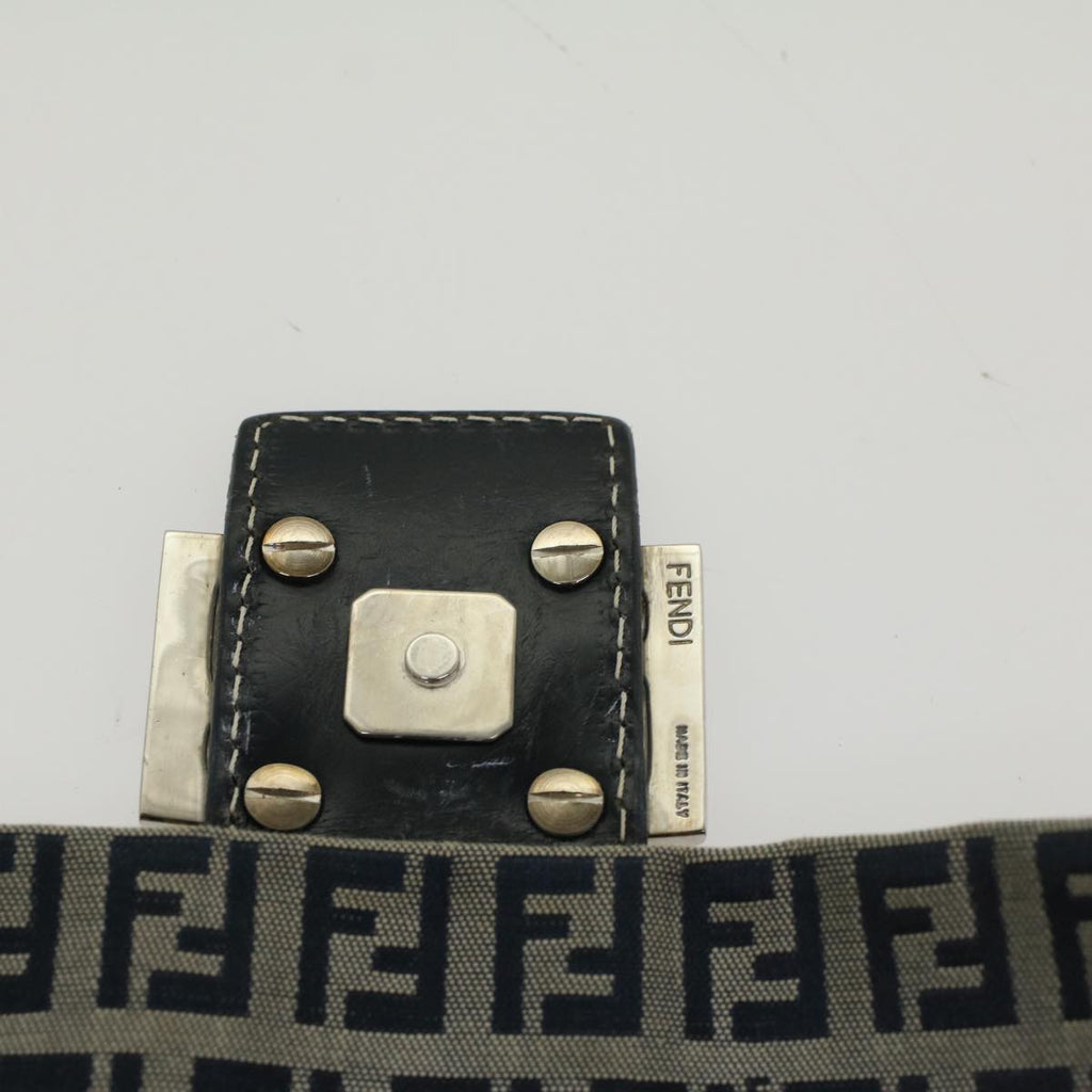 FENDI Zucchino Canvas Mamma Baguette Shoulder Bag Navyyk8650