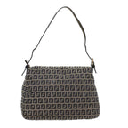 FENDI Zucchino Canvas Mamma Baguette Shoulder Bag Navyyk8650