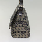 FENDI Zucchino Canvas Mamma Baguette Shoulder Bag Navyyk8650
