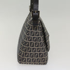 FENDI Zucchino Canvas Mamma Baguette Shoulder Bag Navyyk8650