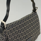 FENDI Zucchino Canvas Mamma Baguette Shoulder Bag Navyyk8650