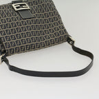 FENDI Zucchino Canvas Mamma Baguette Shoulder Bag Navyyk8650