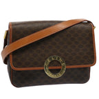 CELINE Macadam Canvas Shoulder Bag PVC Leather Brown 8696