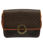 CELINE Macadam Canvas Shoulder Bag PVC Leather Brown 8696
