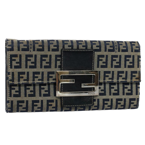 FENDI Zucchino Canvas Wallet Navyyk8715