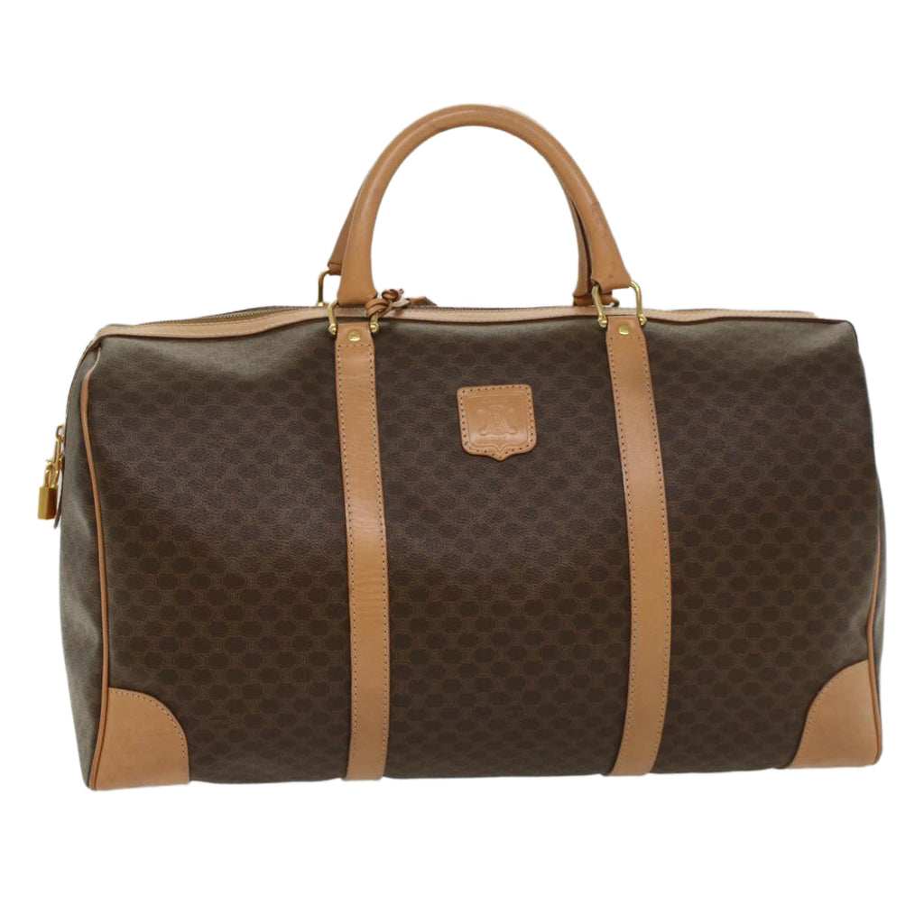 CELINE Macadam Canvas Boston Bag PVC Leather Brown 8760