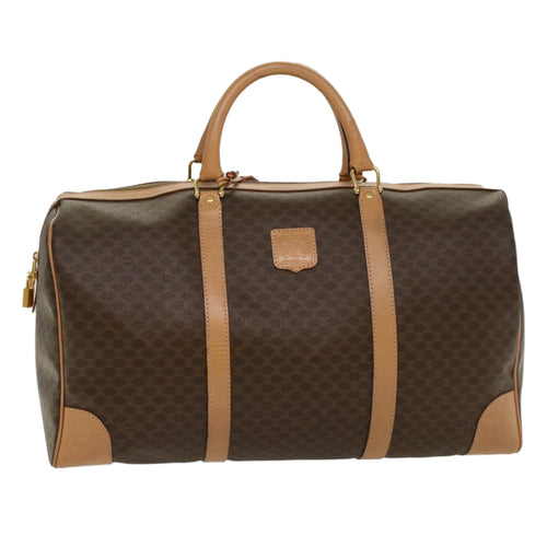 CELINE Macadam Canvas Boston Bag PVC Leather Brown 8760