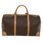 CELINE Macadam Canvas Boston Bag PVC Leather Brown 8760