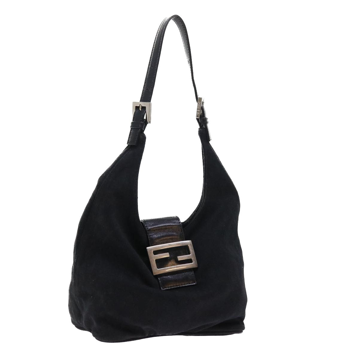 FENDI Mamma Baguette Shoulder Bag Nylon Blackyk8798