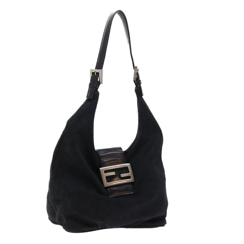 FENDI Mamma Baguette Shoulder Bag Nylon Blackyk8798