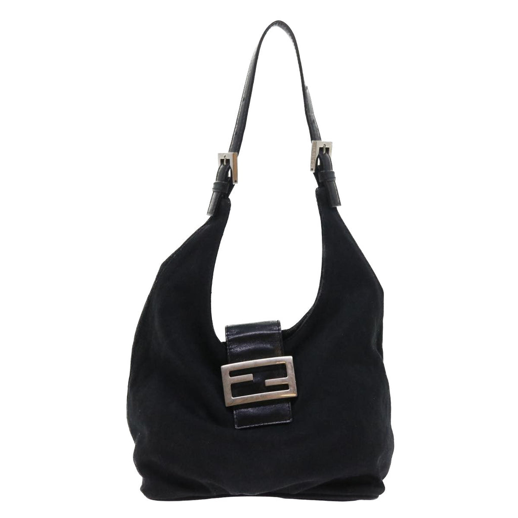FENDI Mamma Baguette Shoulder Bag Nylon Blackyk8798