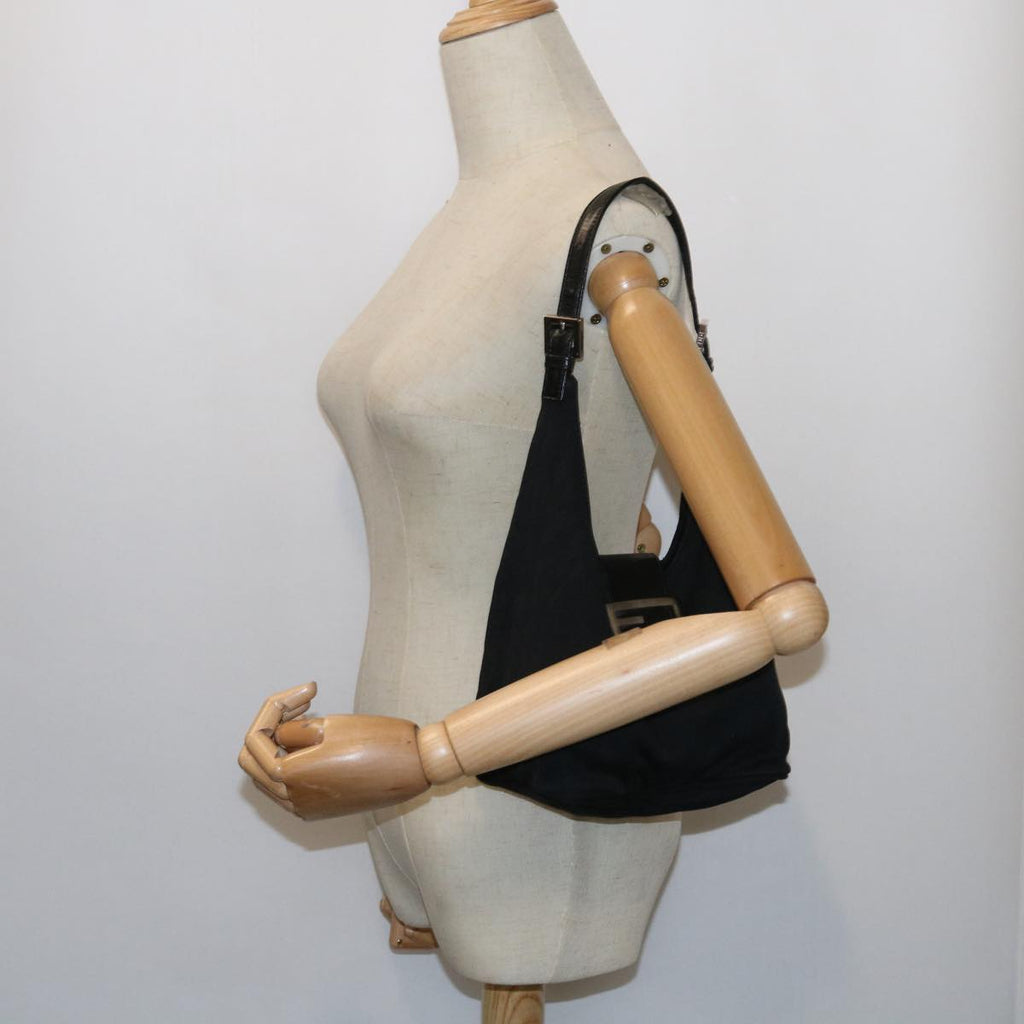 FENDI Mamma Baguette Shoulder Bag Nylon Blackyk8798