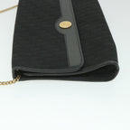 CHRISTIAN DIOR Trotter Canvas Chain Shoulder Bag Black Auth yk8835
