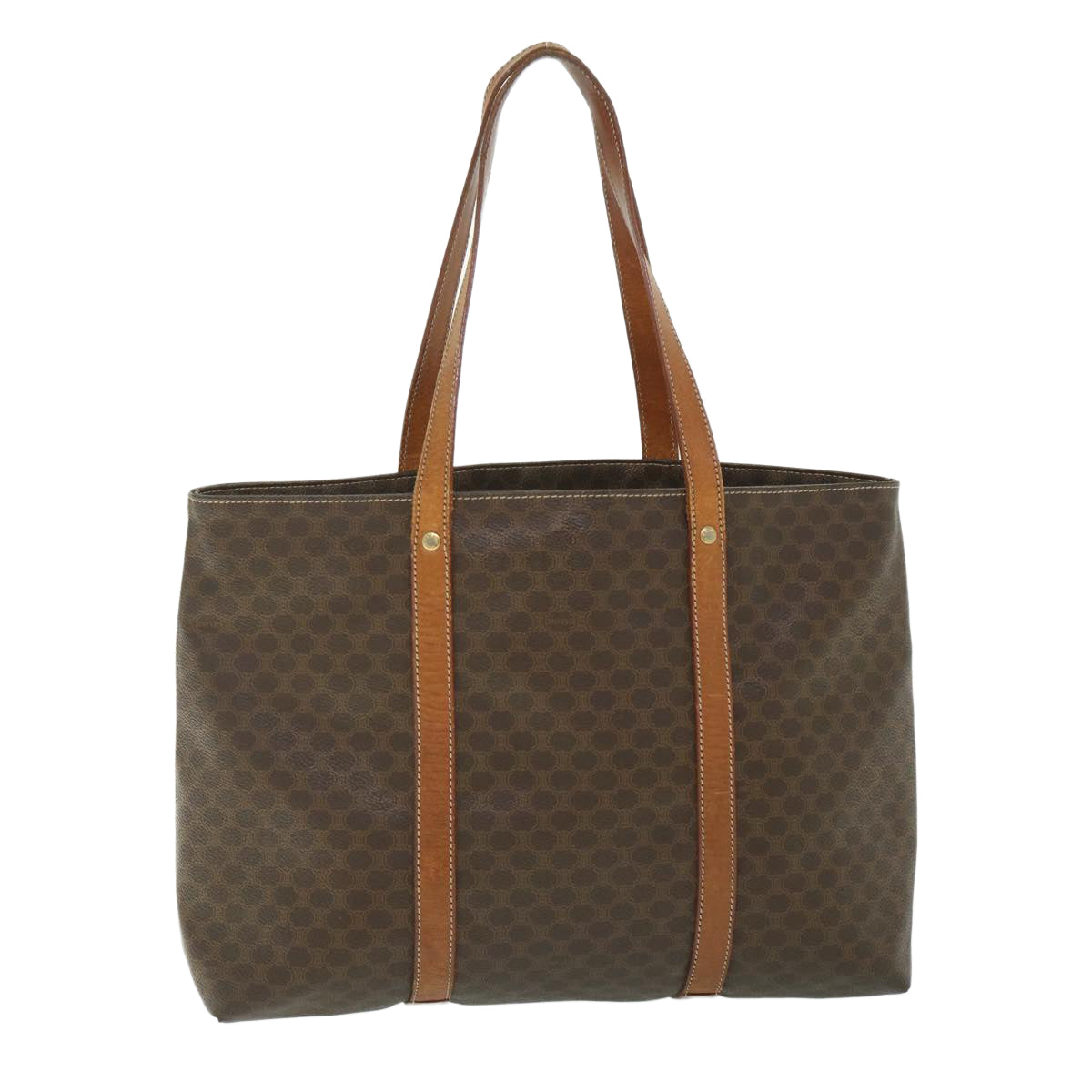 CELINE Macadam Canvas Tote Bag PVC Leather Brown 8862