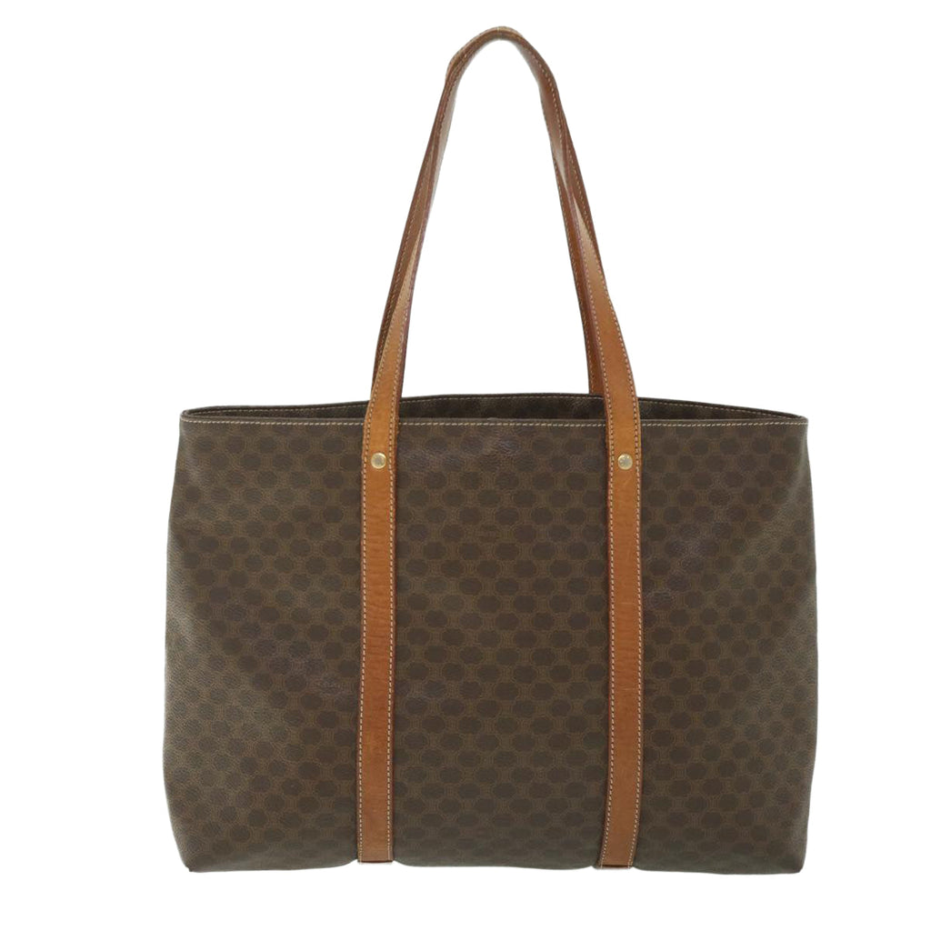 CELINE Macadam Canvas Tote Bag PVC Leather Brown 8862