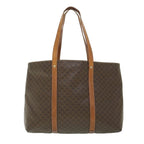 CELINE Macadam Canvas Tote Bag PVC Leather Brown 8862