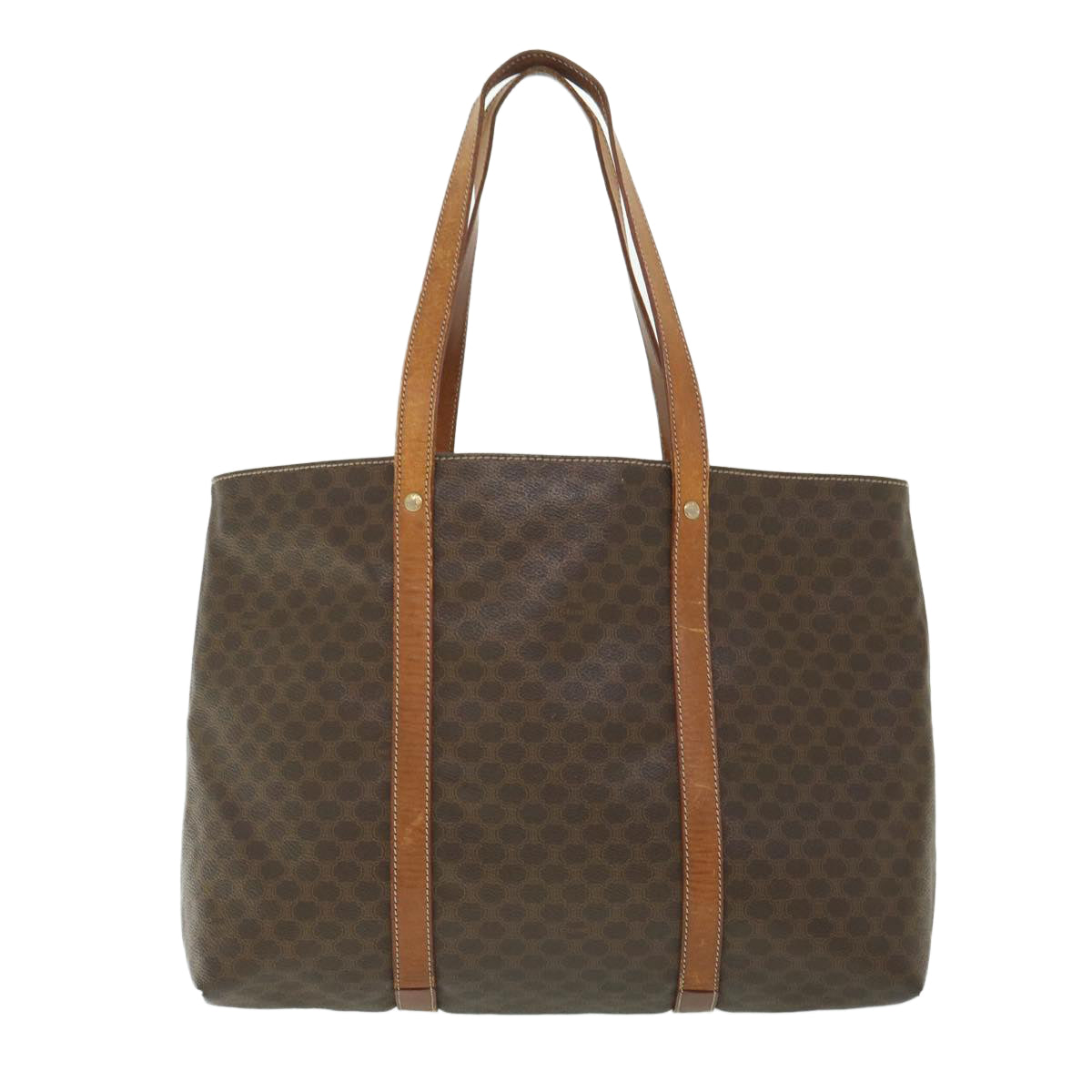 CELINE Macadam Canvas Tote Bag PVC Leather Brown 8862