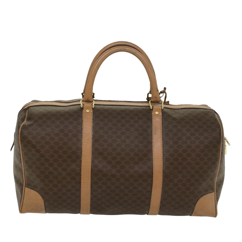 CELINE Macadam Canvas Boston Bag PVC Leather Brown 8897