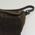 FENDI Zucchino Canvas Mamma Baguette Shoulder Bag Brownyk8935