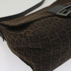 FENDI Zucchino Canvas Mamma Baguette Shoulder Bag Brownyk8935