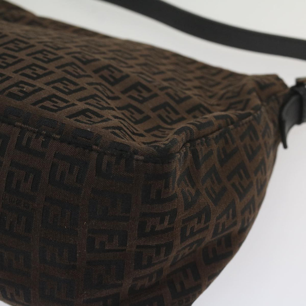 FENDI Zucchino Canvas Mamma Baguette Shoulder Bag Brownyk8935