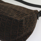 FENDI Zucchino Canvas Mamma Baguette Shoulder Bag Brownyk8935