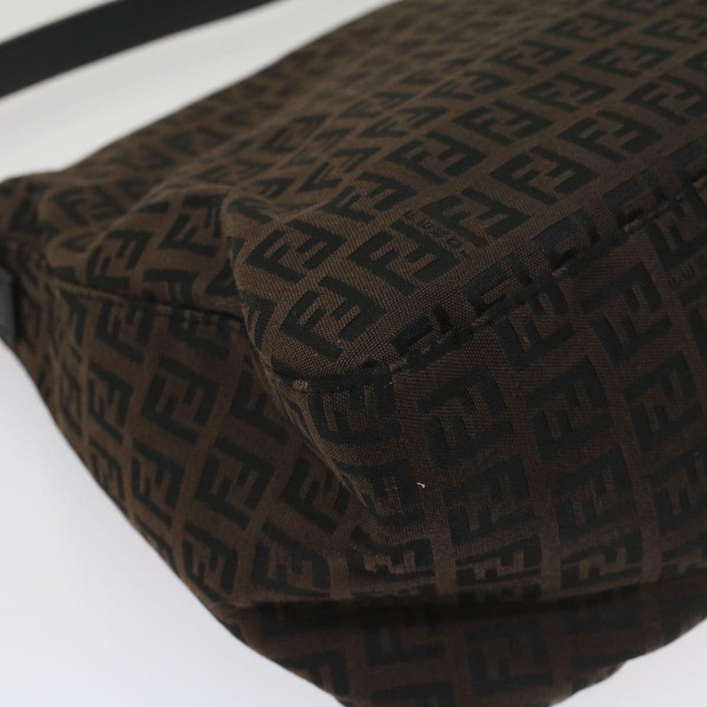 FENDI Zucchino Canvas Mamma Baguette Shoulder Bag Brownyk8935