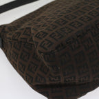 FENDI Zucchino Canvas Mamma Baguette Shoulder Bag Brownyk8935