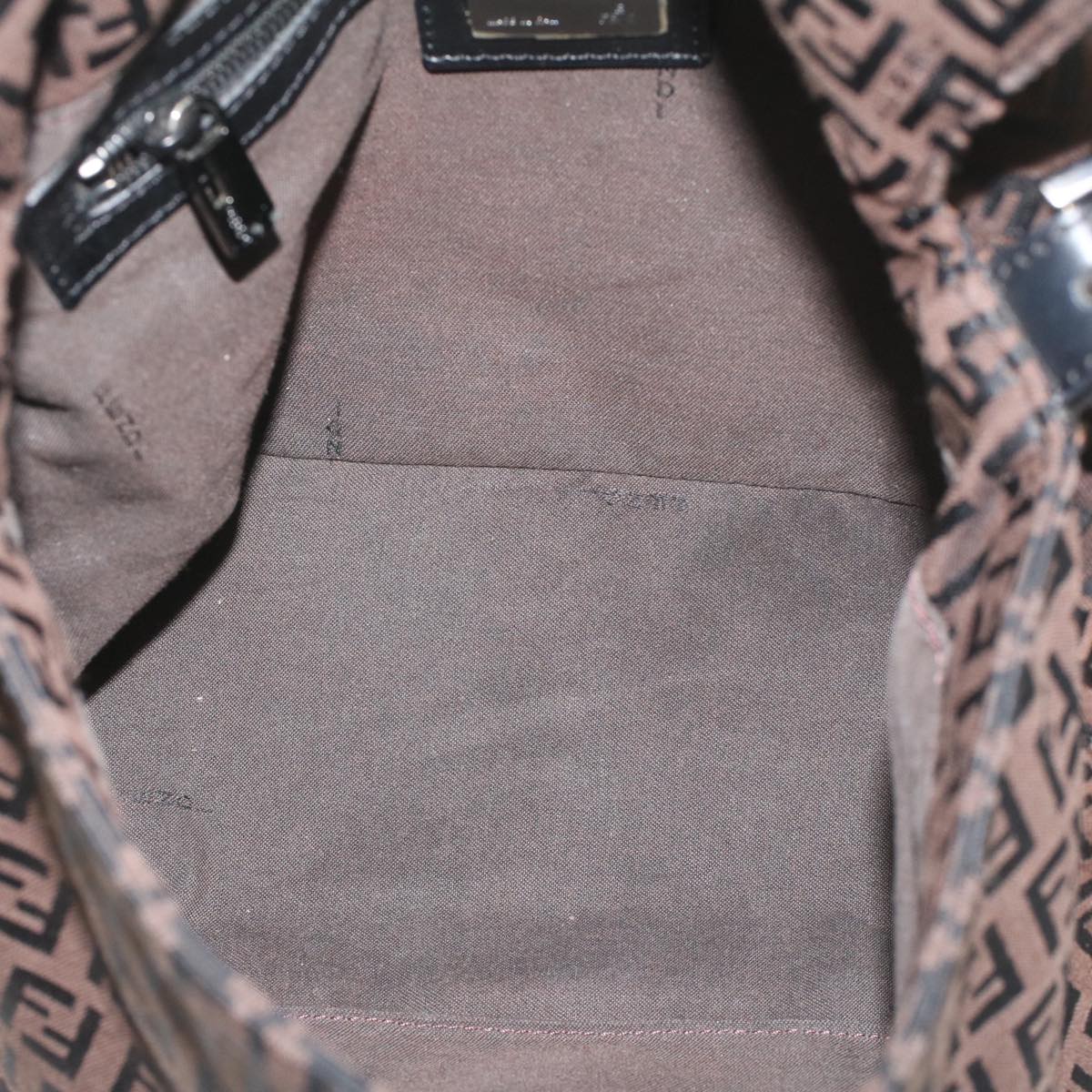 FENDI Zucchino Canvas Mamma Baguette Shoulder Bag Brownyk8935