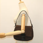 FENDI Zucchino Canvas Mamma Baguette Shoulder Bag Brownyk8935