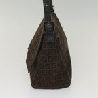 FENDI Zucchino Canvas Mamma Baguette Shoulder Bag Brownyk8935