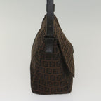 FENDI Zucchino Canvas Mamma Baguette Shoulder Bag Brownyk8935