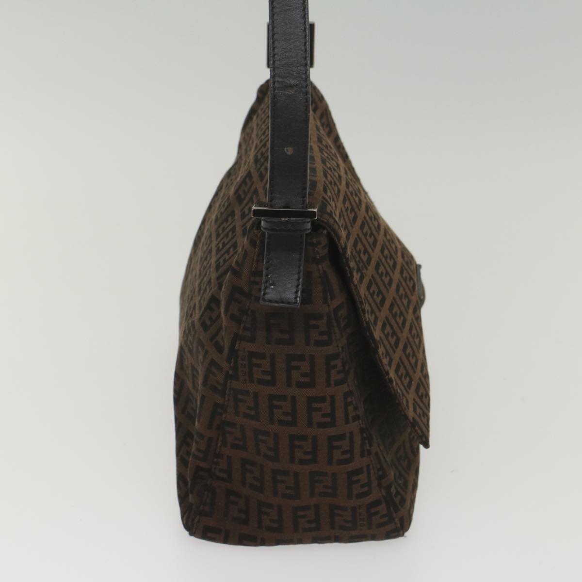FENDI Zucchino Canvas Mamma Baguette Shoulder Bag Brownyk8935