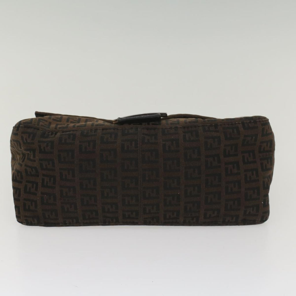 FENDI Zucchino Canvas Mamma Baguette Shoulder Bag Brownyk8935