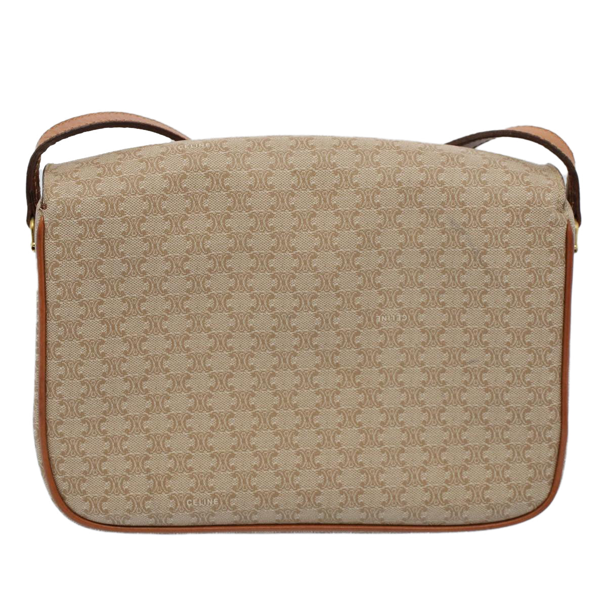 CELINE Macadam Canvas Shoulder Bag Beige 8964
