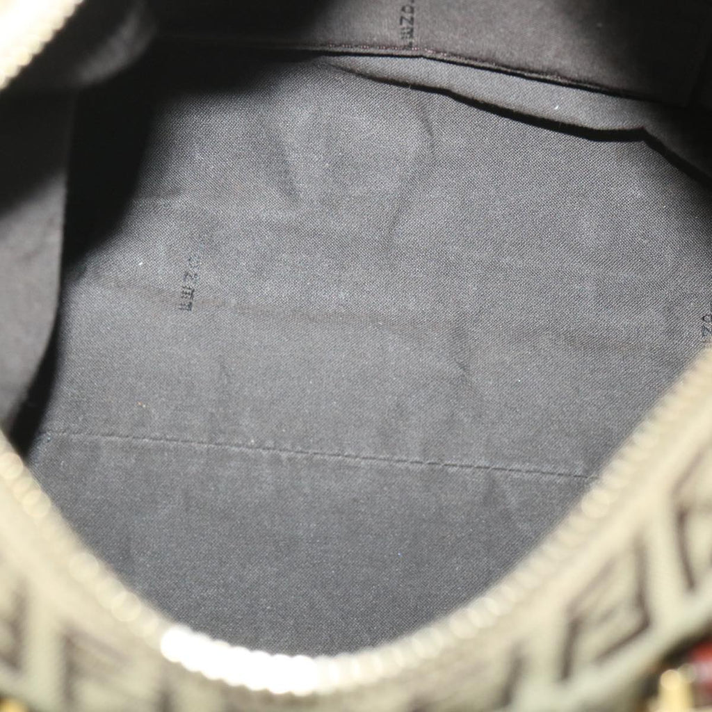 FENDI Zucchino Canvas Boston Bag Leather Beigeyk8979