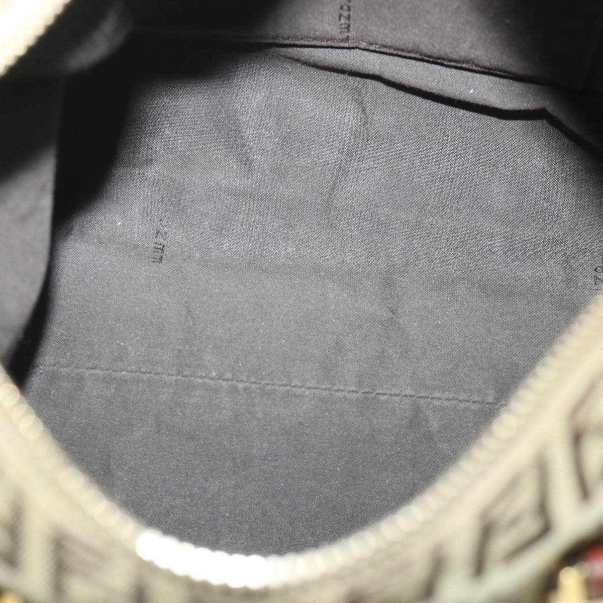 FENDI Zucchino Canvas Boston Bag Leather Beigeyk8979